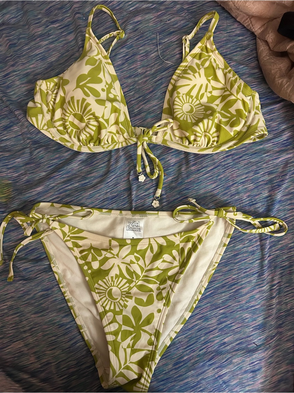 wild fable Green and White Floral Triangle Bikini Set